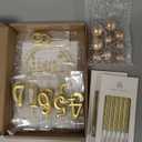 Yerliker 34 Pcs Happy Birthday Cake Toppers Decorations Birthday Candles DIY Cake Decor for Men Women Wedding Anniversary(Gold)