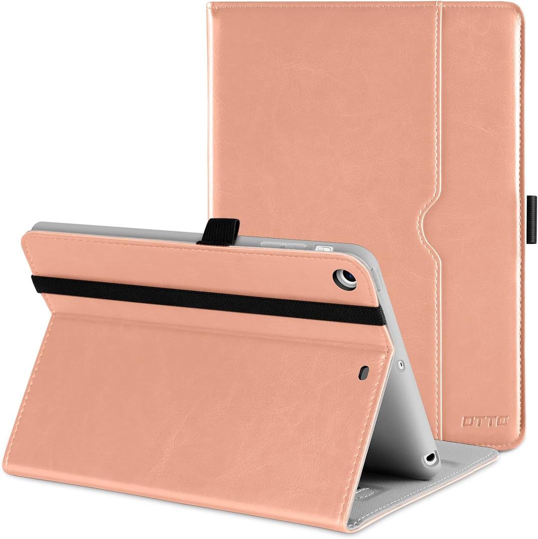 DTTO for iPad Mini 1 2 3 Case, Premium Leather Folio Stand Cover Case with Multi-Angle Viewing and Auto Wake-Sleep Function, Front Pocket for iPad Mini 1/Mini 2/Mini 3 - Rose Gold