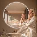 32" Round LED Bathroom Mirror with Lights, Backlit Mirror, Frameless
