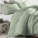 Sage Green Duvet Cover Super King Size 3 Pieces, Soft & Lightweight Light Green Quilt Cover Set - 1 Neutral Duvet Cover with Zipper (120"x98") and 2 Pillowcases for Women Men