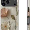 Goodon for iPhone 17 Pro Case - Compatible with Magsafe - Dual-Layer Hard Shell & Silicone Cover - Protective Phone Case with Cute Wildflower Designs for Women - Ethereal Wire Florals