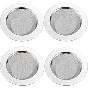 LASSHSWA 4 PCS Kitchen Sink Strainer Stainless Steel, Kitchen Sink Drain StrainerSink Strainers with Large Wide Rim 4.5" Diameter for Kitchen Sinks
