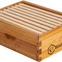 BeeCastle 8 Frame Medium Super Bee Hive Box, Langstroth Honey Bee Hive Dipped in 100% Beeswax Include Beehive Frames and Wax Foundations (Unassembled)