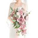 Ling's moment Dusty Rose Bridal Bouquet Cascading, Pink Wedding Bouquets for Bride, 15 Inch Bride Bouquet Orchids Artificial Wedding Flower Bouquet