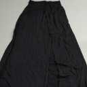 OgLuxe Womens Double Split Maxi Long Skirt Ladies Plain Basic Two Side Slit 4-22 (Black)