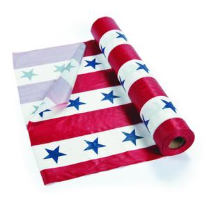 Fun Express Patriotic Red Plastic 100ft Tablecloth Roll - Disposable, Quick Cleanup - Rectangular, All-Season, 40x1200in, 2.45lbs