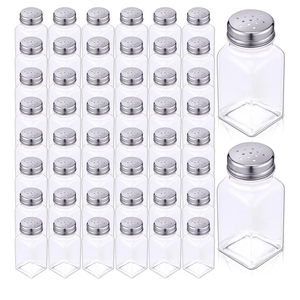 Bokon 48 Pack Glass Salt Shaker Bulk with Stainless Lids Tops 2.7oz Small Spice Shaker for Kitchen Restaurants and Catering Wedding Party Supplies