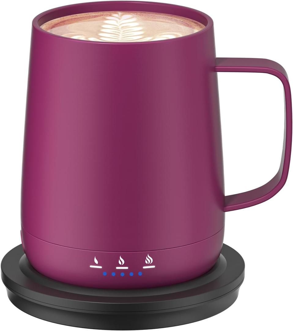 Smart Self Heating Coffee Mug,14oz Temperature Control Coffee Mug,Hot up to 150F,Rechargeable Heated Coffee Mug,Up to 6H Battery Life,Coffee Cup Warmer,Great Gift for Coffee Lovers,Dad,Mom (Rose Red)