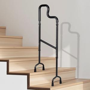 Upgraded Stair Climbing Assist Cane, Adjustable Stair Cane for Walk Up and Down Stairs with Less Pain, Durable & Solid Anti-Slip Step Helper Meet Your Different Needs, Easy to Install