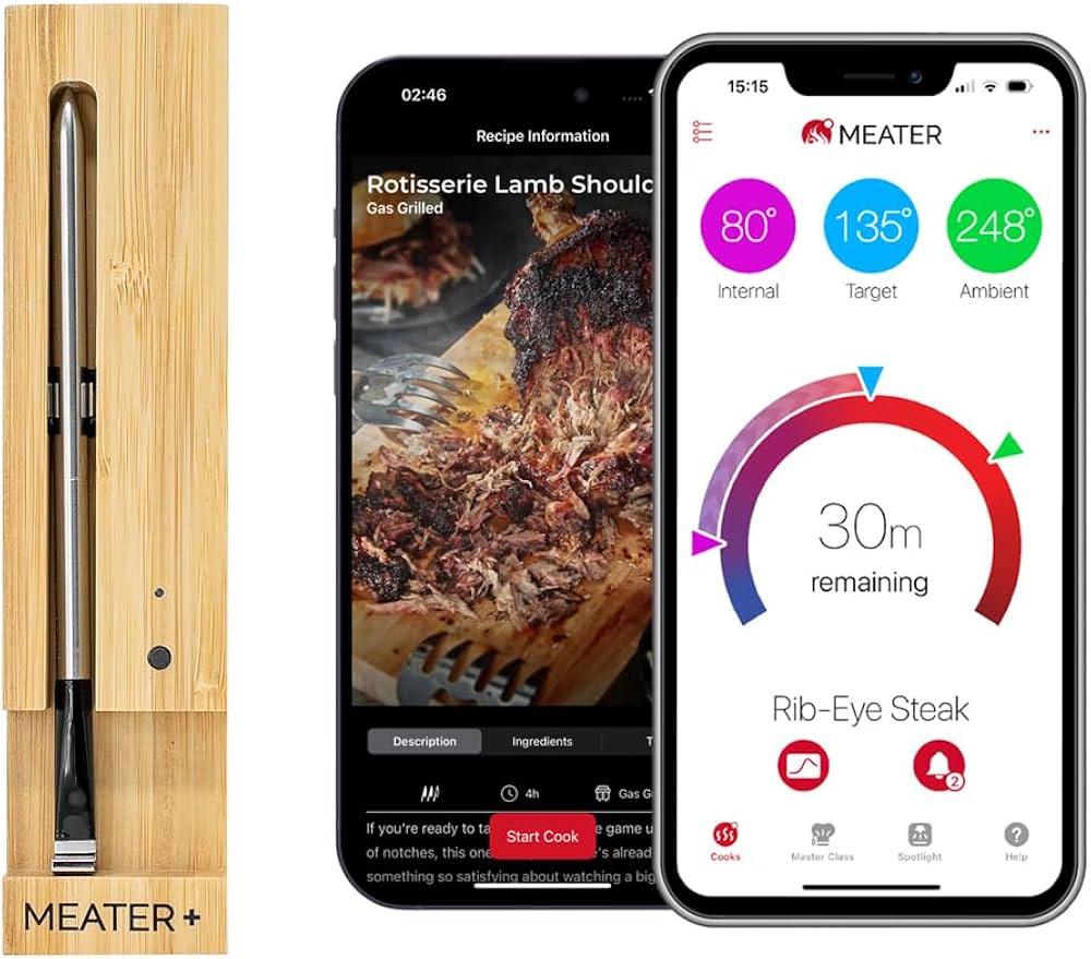 100% Wireless Smart Meat Thermometer | No Wires, No Fuss | 165ft Bluetooth Range | Dual Temp Sensors | Guided Cook System | Dishwasher Safe | Perfect for BBQ, Grill, Oven, Smoker