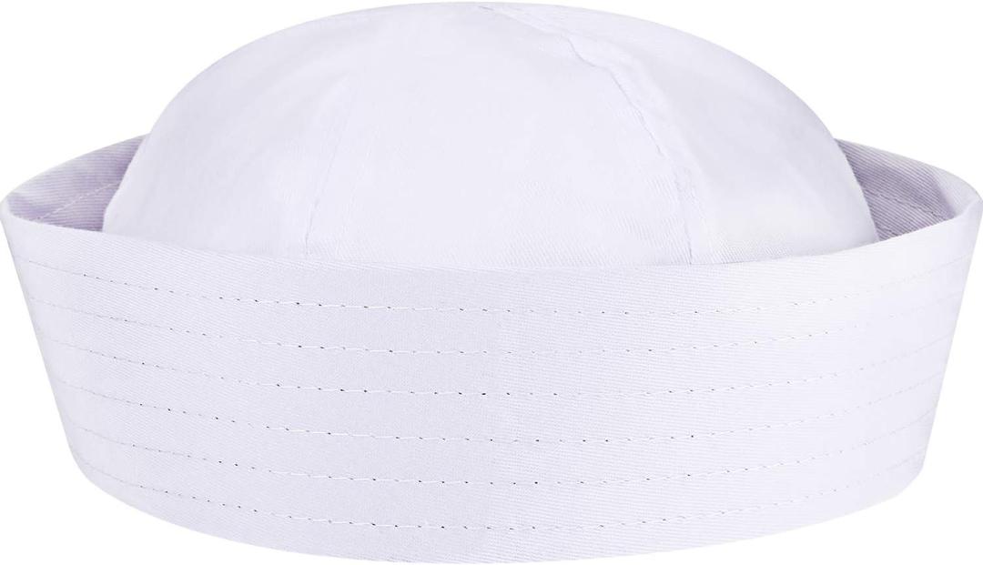 SATINIOR White Sailor Hat for Women Men Navy Captain Yacht Hat Halloween Costume Sailor Cap for Youth Adult Dressing Up Party (23 Inch In Circumference)