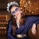 Tudomro 5 Pcs 1970s Disco Outfit Woman Party Costume Set Disco Ball Earrings Headband Ring Sunglasses & Necklace Accessories
