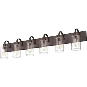 Emliviar 44.7 Inch Large Vanity Light for Bathroom, 6 Light Farmhouse Sconces Wall Lighting Over Mirror with Clear Glass, Oil Rubbed Bronze Finish, YCE237B-6W ORB