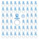 50 Pieces 2.75 Inch Baby Pacifier Baby Shower Plastic Pacifier for Baby Shower Pacifier, Baby Shower Gender Show Party Decoration DIY Baby Shower Birthday Party Gift (Blue)