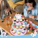 3 x 3-Tier Mahjong Cupcake Stand Mahjong Theme Party Supplies Mahjong Birthday Cupcake Holder Cardboard Dessert Display Stand Tower for Birthday Game Night Themed Party Supplies
