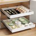 MUSTORN 2 Pack Pull Out Cabinet Organizer Expandable, 21"Deep Slide Out Drawer for Cabinets Adhesive Pull Out Drawers Heavy Duty Pull Out Shelves for Kitchen, Cupboard, Pantry, Bathroom(White)