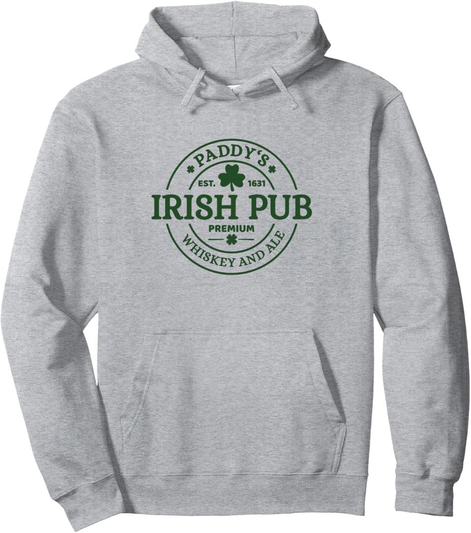 Paddy's Irish Pub Premium Whiskey And Ale St Patrick's Day Pullover Hoodie, XL