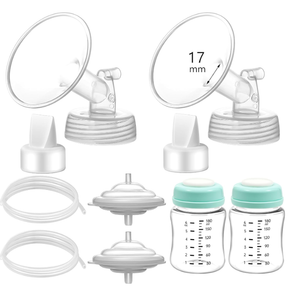Momstouch Pump Parts Compatible with Spectra S1/S2/9 Plus, Not Original Accessories, Full Set Replacements Include 17mm Flange, Duckbill Valve, Backflow Protector, Tubing and Bottle