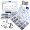 830pcs Set Screw Assortment Kit, Standard SAE + Metric Allen Head Socket Hex Grub Set Screws, Stainless Steel Set Screws for Bathroom Fixtures, Door Handles (M3-M8, 1/8"-40 to 5/16"-18)