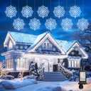 Christmas Snowflake Lights Outdoor - Plug-in 23.6ft 10 Drops 480LED Snowflake Window Lights, Connectable for Indoor Outdoor Porch Eaves Rooftops Pergola Canopy Christmas Decor (White)