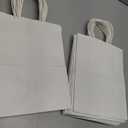 Toovip 50 Pack 8x4.75x10 Inch Medium White Kraft Paper Bags with Handles Bulk, Gift Wrap Bags for Favors Grocery Retail Party Birthday Shopping Business Goody Craft Merchandise Take Out Sacks