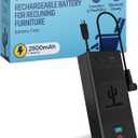 The Blue Cactus Universal Battery Pack for Reclining Furniture with LCD Display  2500mAh Rechargeable Recliner Battery  Compatible with 2-Pin Motion Furniture - Couch, Sofa, Recliner Chair Accessory