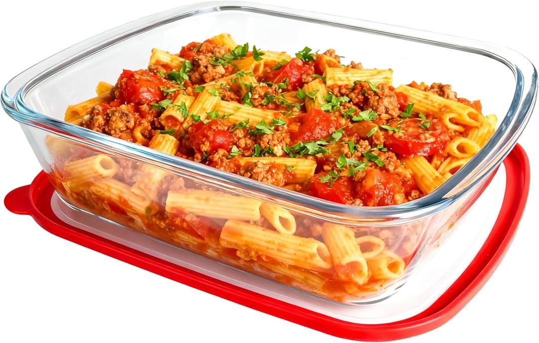 Glass Baking Dish - 3Qt Rectangle 9x12 Baking Pan - Baking Pan With lid and Non-slip Mitts - Glass Baking Dishes For Oven