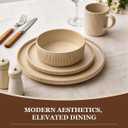 OTAGO 16-Piece Dinnerware Set for 4 with Mugs, Ribbed Stoneware Plates and Bowls Sets, Unique Handcrafted Reactive Glaze, Chip and Scratch Resistant Dish Set, Microwave & Dishwasher Safe, Yellow