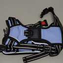 PHOEPET No Pull Dog Harness Reflective Adjustable Vest with a Training Handle, Name ID Pocket, 2 Metal Leash Hooks, 3 Snap Buckles [Easy to Put on & Take Off](M, Baby Blue)