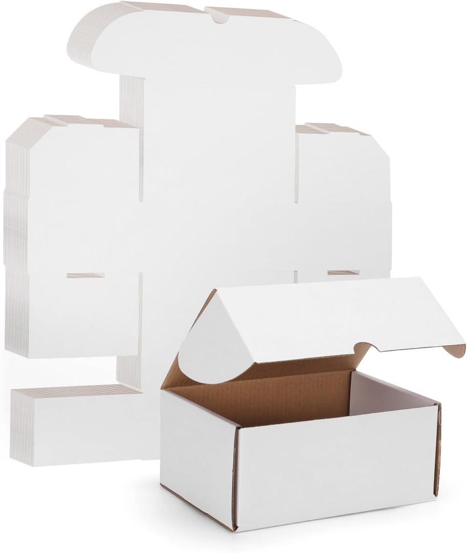 WIFTREY 7x5x3 inches White Shipping Boxes Set of 25, Corrugated Cardboard Boxes 7 x 5 x 3 for Shipping Small Business, Literature Mailer Box, Packaging Supplies
