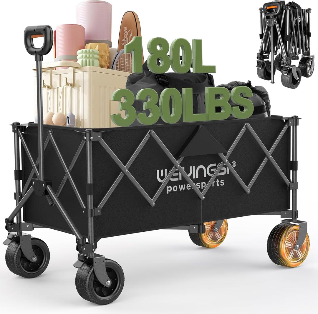 Electric Collapsible Wagon - Heavy Duty Utility Cart with Wheels - All Terrain Electric Wagon Cart Foldable - 6 Miles of Long Battery Life,Two Wheel 100W Extreme Power