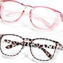 LASMEX Stylish Safety Glasses Goggles for Women Girls Anti-fog Glasses Protective Eyewear Clear Glasses (Pink/Tortoise)
