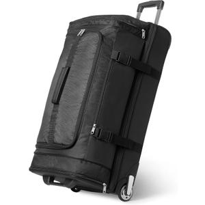 Amazon Essentials Lightweight Carry-on Duffel with Shoe Compartment, Waterproof Exterior, Wheels and Handle, 30 inches