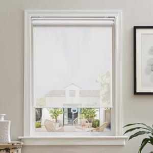 AOSKY Cordless Roller Shades for Windows Light Filtering Shades with 5% Openness Solar Screen Semi Sheer Roller Blinds UV Protection for Office and Home. Easy to Install 44" W x 72" H (White)