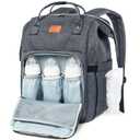 KeaBabies Baby Diaper Bag Backpack - Large Baby Bag for Boys, Girls, Waterproof Multi Function Travel Diaper Backpack with Changing Pad, Durable Travel Essentials for Moms and Dads (Mystic Gray)