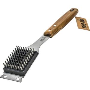 BBQ-Aid Grill Brush and Scraper for Barbecue  Grill Brush for Outdoor Grill with Extended, Large Wooden Handle and Replaceable Stainless Steel Bristles Head No Scratch- BBQ Grill Brush for Any Grill