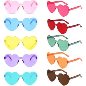Wanheart 20 Pairs Heart Shaped Sunglasses, Jelly Color Rimless Love Glasses for Women and Men, Trendy Candy Color Heart-Shaped Glasses for Party, Vacation, and Summer Fun