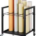 Blueprint Storage Rack Blueprint Holder Metal Blueprint Storage Cart with Wheels 12 Slots Roll File Holder for Home Office School to Storage Blueprint Poster Architectural (Black 12 Slots)