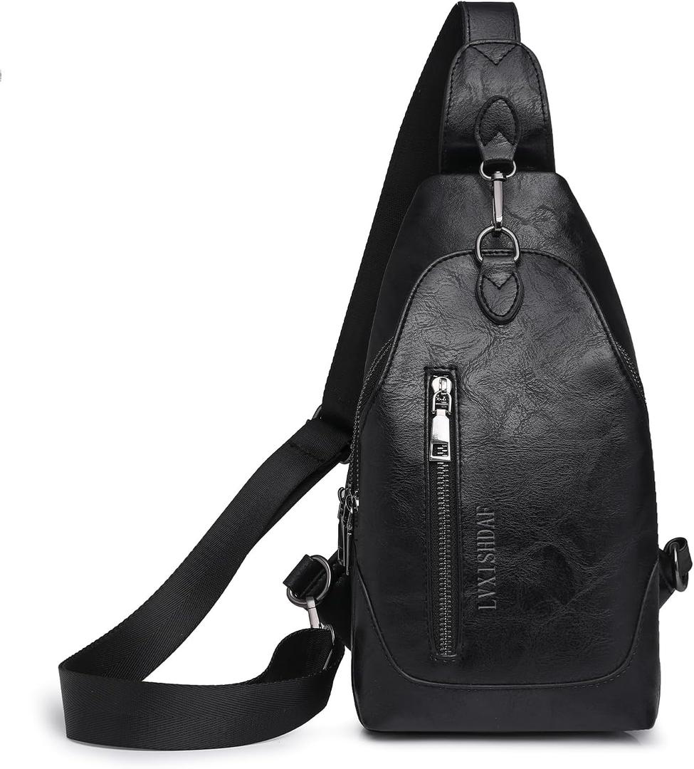 Small Sling Bag for Women - in Vegan Leather Versatile Fanny Pack, Crossbody Bags for Women with Adjustable Guitar Belt Suitable, Black