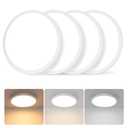 DELIPOP 4 Pack 12 Inch Ceiling Light, 24W Dimmable & 3000K-4500K-6000K 3 Color Selectable Ceiling Light for Indoor/Outdoor, Round Light Fixture for Bathroom, Bedroom, Kitchen, Hallway, Balcony