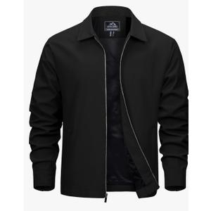Mens Lightweight Jackets Full Zip Laydown Collar Golf Light Windbreaker Jackets with Zip Pockets Size M