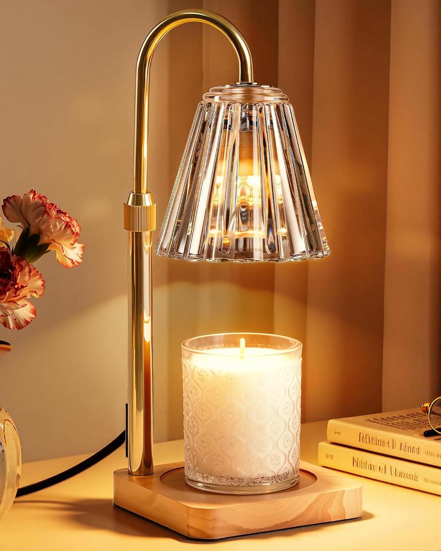 Marycele Candle Warmer Lamp with Timer & Dimmer - Mothers Day Gifts for Women Mom Her, Aesthetic Office Home Decor, Adjustable Height Wax Melter for Candle Jar & 3-Wick Candles (2 Bulbs Included)