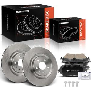 A-Premium 12.99 inch (330mm) Rear Vented Disc Brake Rotors + Ceramic Pads Kit Compatible with Select Audi Models - A4, A4 Allroad, A4 Quattro, Q5, A5 Quattro, A6 Allroad, A6 Quattro, S4, S5, 6-PC Set