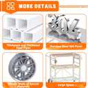 Folding Grill Table with Storage Rack, Stainless Steel Outdoor BBQ Cart, 3 Shelf Portable Grill Cart, Outdoor Kitchen Island and Pizza Oven Table for Blackstone Griddle