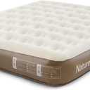 Naturehike Narrow King Size Air Mattress with Electric Built-in Pump, 79 * 71in Extra Wide Inflatable Mattress for Home, Camping, Guests, Travel, Morning View Series (Brown)