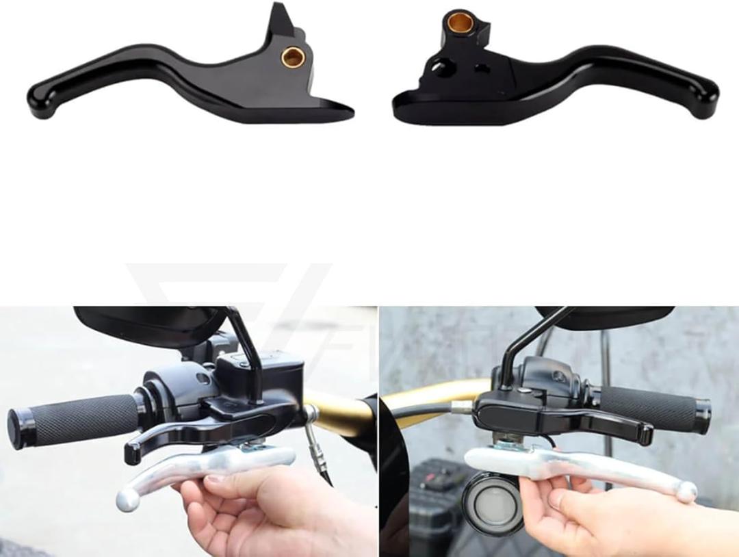 3 Finger 5.9" CNC Shorty Hand Control Lever Kit Brake Clutch Levers Fit for Harley Softail Low Rider S Sport Glide Standard Street Bob 2015-2024 (Black)