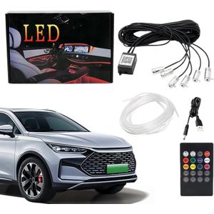 Car Atmosphere Lights - 5m 6m LED Fiber Optic Strip | Rubber APP Wireless Car Light | RGB Interior Decorative Strip for Trailer, Truck, Sedan, Pickup for Night Drives, Party, Decoration (to six, equipped with 6 meters)