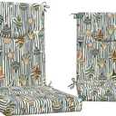 DYTXIII Outdoor High Back Chair Cushions Set of 2, 44x20 in Water Repellent Patio Seat Cushions with Elastic Sponge, All Weather Cushions for Rocking, Dining Chairs, Patio Furniture - Crayon Shells, 44"x20"x2.5"