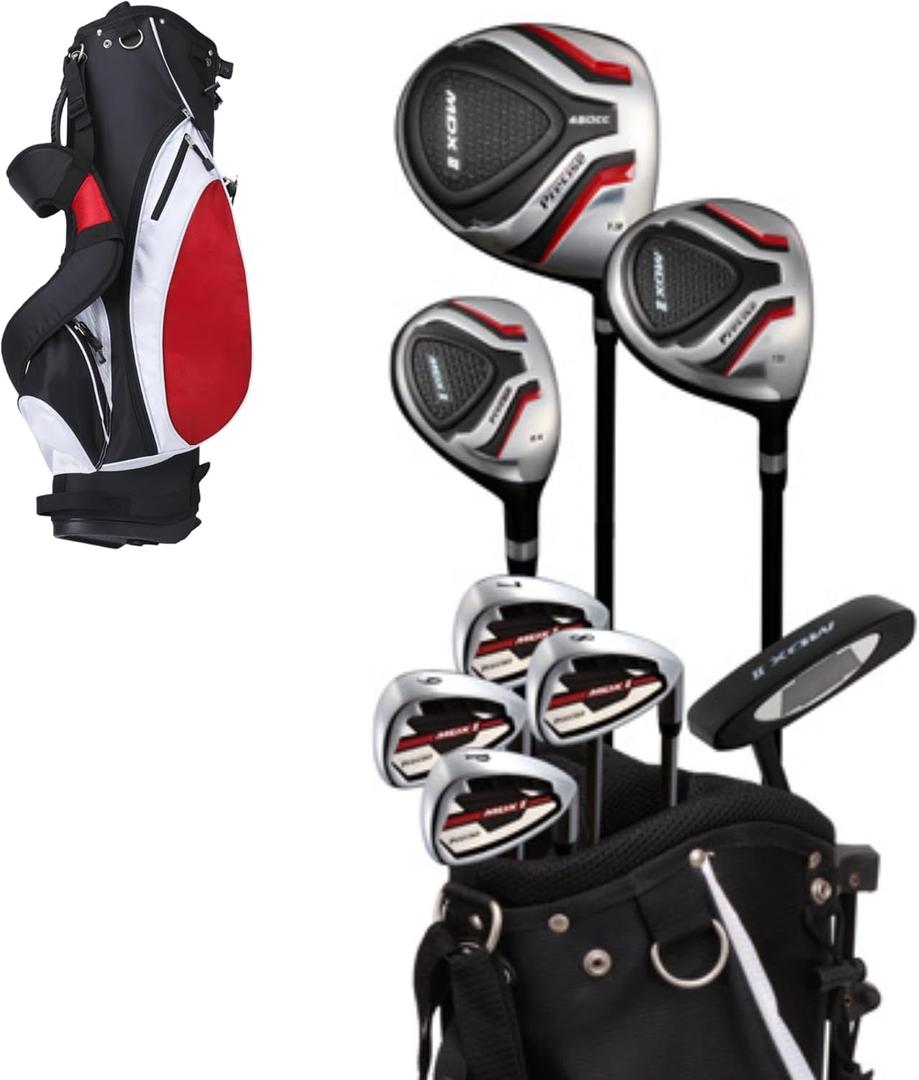Precise Complete Teen Golf Club Set for Ages 13–16 – Includes Titanium Driver, Stainless Steel Hybrid, 7–PW Irons, Putter, Stand Bag & 3 Headcovers – Graphite/Steel Shafts - Right Hand