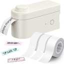 Makeid L1 Label Maker Machine with Tape Includes 3 Rolls - Portable & Rechargeable Label Makers Compatible with 9 12 16mm Tape - Mini Bluetooth Labeler for Organizing Office Home School (White)